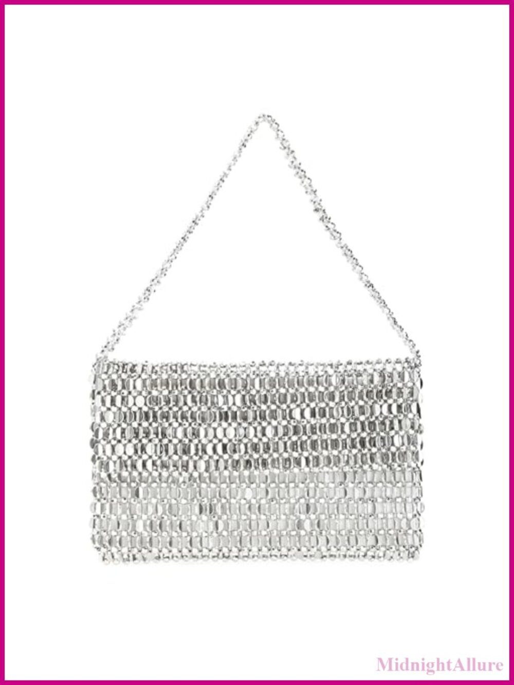 Acrylic Silver Sequin Clutch Evening Bag Underarm Purse Wedding Party